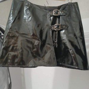 Dreamgirl Patent Leather Wrap Around Mini Skirt